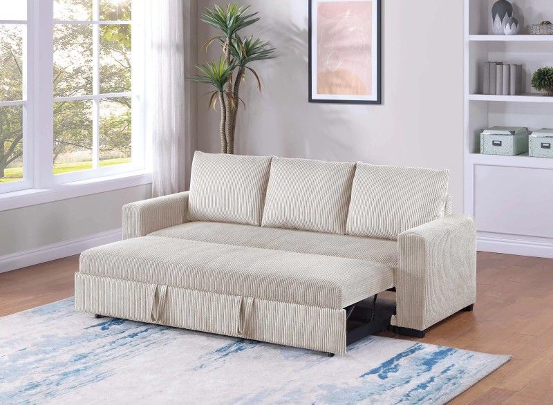 New Convertible Sofa Sleeper Sofa with Pullout Bed In Ivory, Dark Gray, And Fog Colour Available For Sale