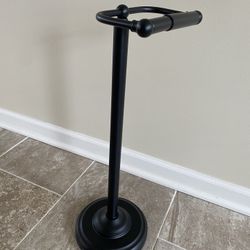 New - Standing Toilet Paper Holder, Black Steel