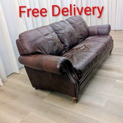 Leather Ethan Allen Bennett Sofa Couch Free Delivery
