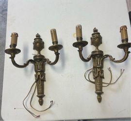 Vintage Neo classical brass wall sconces
