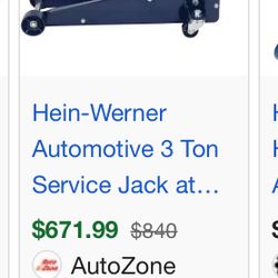 HEIN-WERNER AUTOMOTIVE 3 Ton Heavy Duty Service Jack HW93652
