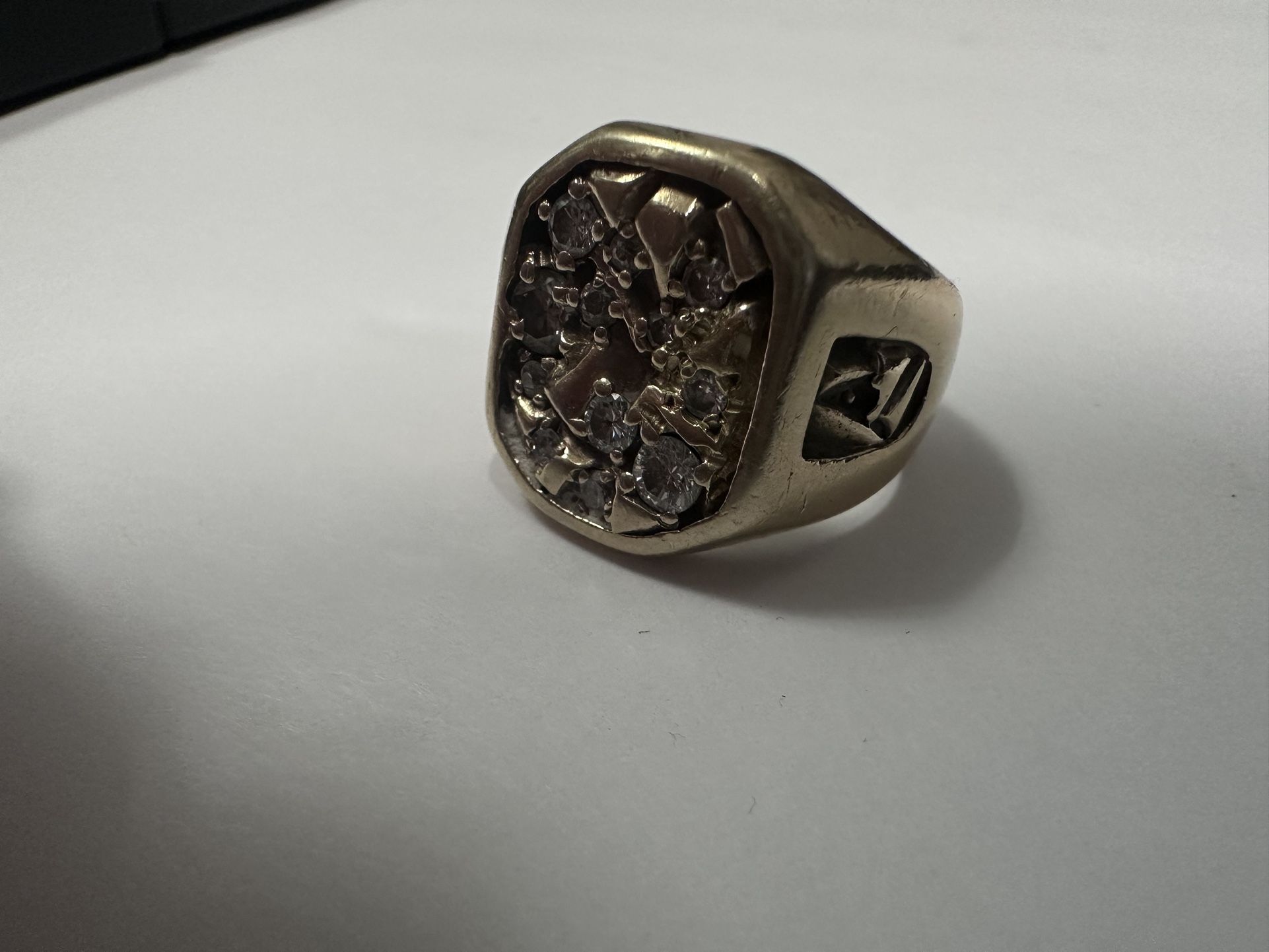 Solid Gold Nugget Ring w/Diamonds 21 Grams 18k
