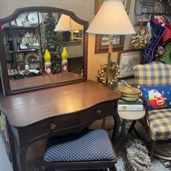 Antique Vintage Vanity Table And Sto