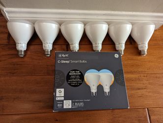 6 Brand New Dimmable, Color Changing WiFi Smart Bulbs And Brand New Sealed Google Nest Mini 