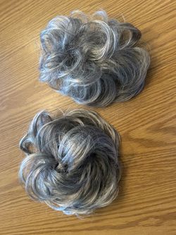 2 Gray Clip On Hair Pieces 