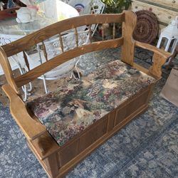 Vintage French upholstered storage bench