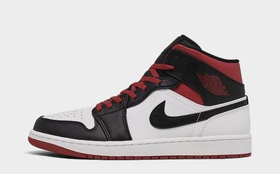Jordan 1 Mid "White/Gym Red/Black" Men's Shoe
