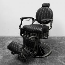 OBSIDIAN Limited Edition Black Chrome Vintage Style Barber Chair