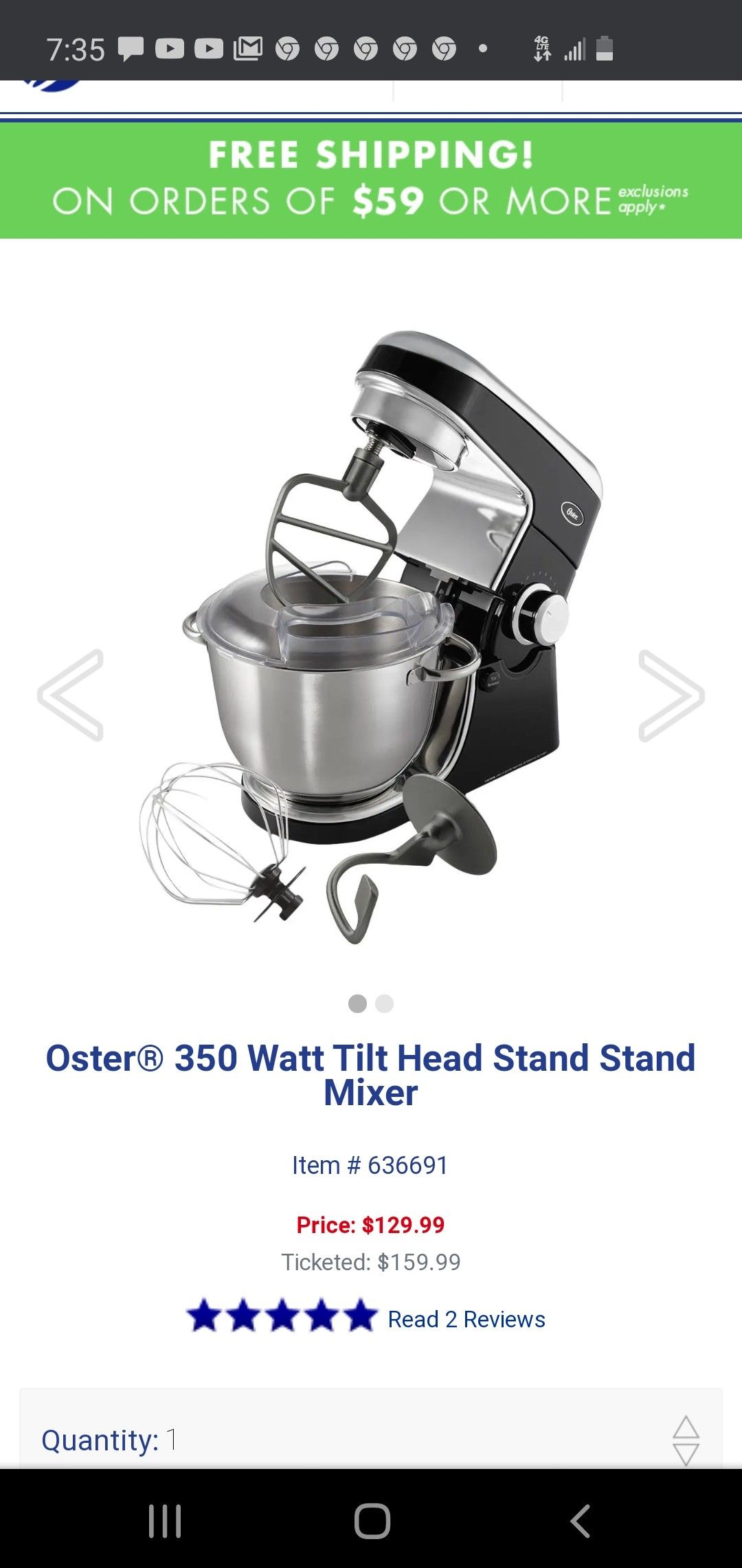 Oster standing mixer w/3 attachments used 2 times! Just like new. Paid 150.00 asking 90$