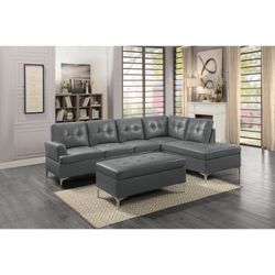 New Grey L Shape Sectionals With Ottoman 