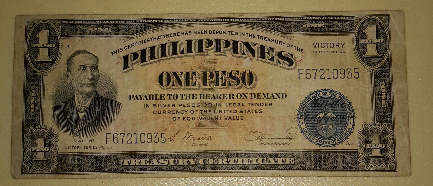 One peso de Filipinas 1922