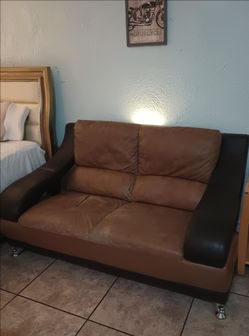 Rare! Vintage Leather Loveseat