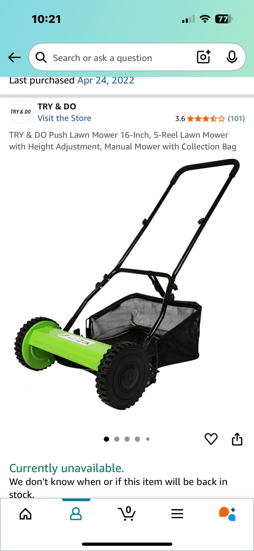16-inch Push Lawn Mower (Manual Reel)