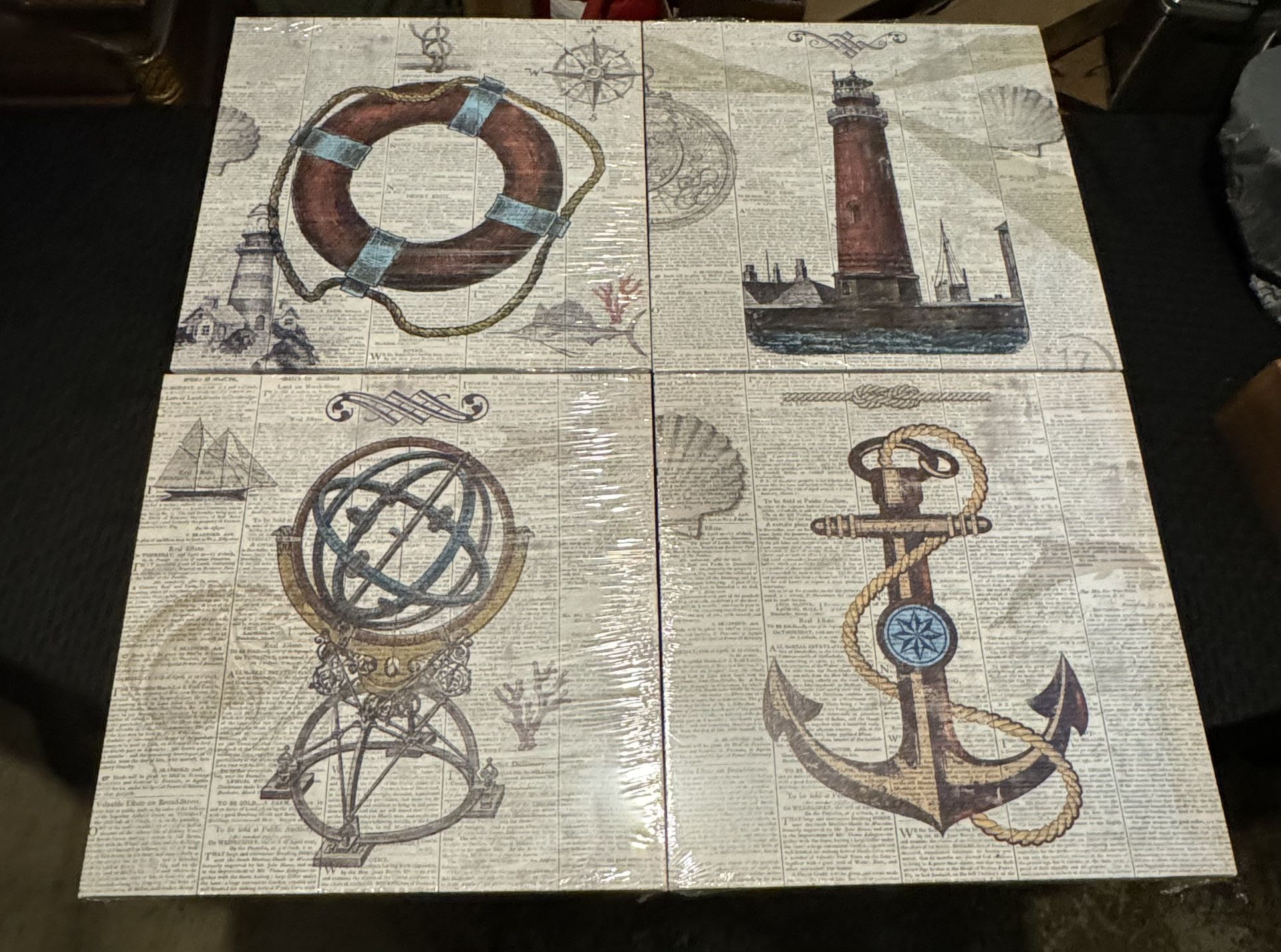 SEALED - 4-Pack Nautical Collection Wall Art Home Decor