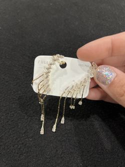 Gold And Silver Earrings With Ear Cuffs