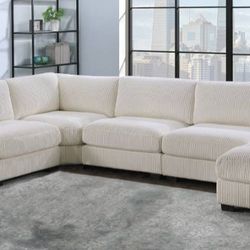 Brand New Beige Super Plush Corduroy Modular Design Sectional Sofa