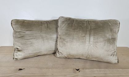 (2) 16" × 11" Taupe / Sandy Beige Decorative Accent Pillows