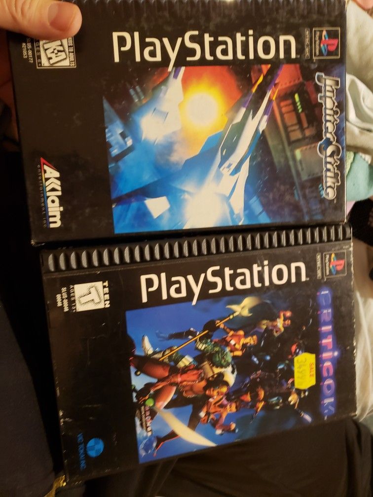 Playstation One Ps1 Long Box Games Jupiter Strike And Criticom Excellent Condition