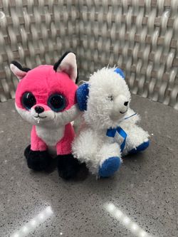 Ty Pink Fox & White Bear Plush Toy Duo