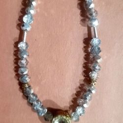 SWAROVSKI BEAD CUBIC ZIRCONIA  PENDANT CHOKER NECKLACE 