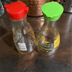 Used Soy Sauce Bottles Red And Green Caps