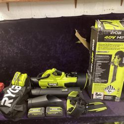 🧰🛠RYOBI 40V HP Brushless 100MPH/600CFM Leaf Blower/Mulcher/Vac w/(2)4.0 Batts/Charger LIGHTLY USED!-$260!🧰🛠