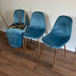 Blue Gold velvet Dining Chairs 