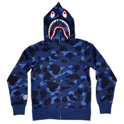 BAPE Color Camo Shark WGM Full Zip Hoodie Blue | A Bathing Ape