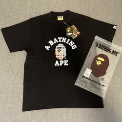 Bape Check College Tee  Black /Beige