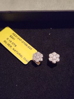 Solid .925 Silver Natural Diamond Earrings