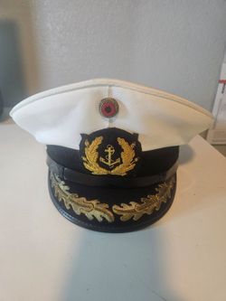 Vintage German Merchant Marine Captain Visor Cap Hat Gold Bullion (Size 56)