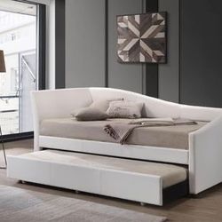 Brand New White Upholstered Daybed with Trundle