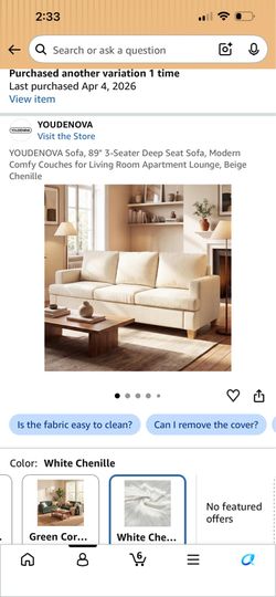 89”  3 seater sofa