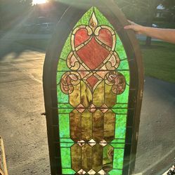 Antique Salvage Stained Glass Window 