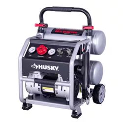 Husky 4.5 Gal. 175 PSI Portable Electric Oil-Free Quiet Twin Stack Jobsite Air Compressor w/Rubber Wheels and 2-Quick Couplers @799