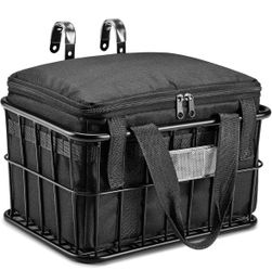 CDYWD Bike Basket Front with Removable Liner Bag, Large Bicycle Front Basket for Men Women, Heavy Duty Metal Bike Cargo Basket for Adult Bikes, Ebike,