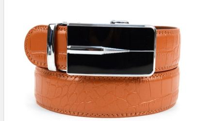 Men's Genuine Leather Sliding Buckle Ratchet Belt - MGLBB51