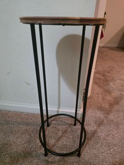 Modern Wood & Metal Plant Stand / Accent Side Table