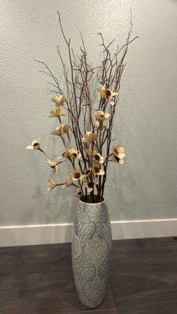 Ceramic Vase including Tall Faux Beanches