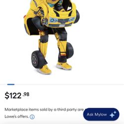 Transformers Bumblebee Converting Halloween Costume Size Small