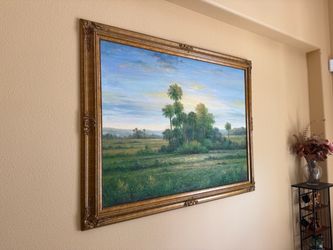 Large 56" x 43" Framed Florida Everglades Oil Painting - Hand Painted