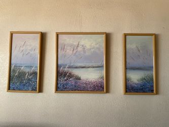 Wall wood 3 piece paintings