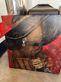 Woman in Hat Canvas Wall Art