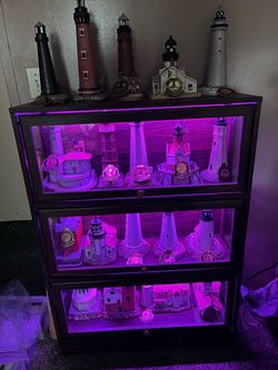 Very Collectable “Lefton” Lighthouses.  These are lamps with lights.  I have most of the boxes and most of the paperwork