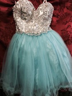 Used only one time , turquoise sweet heart dress
