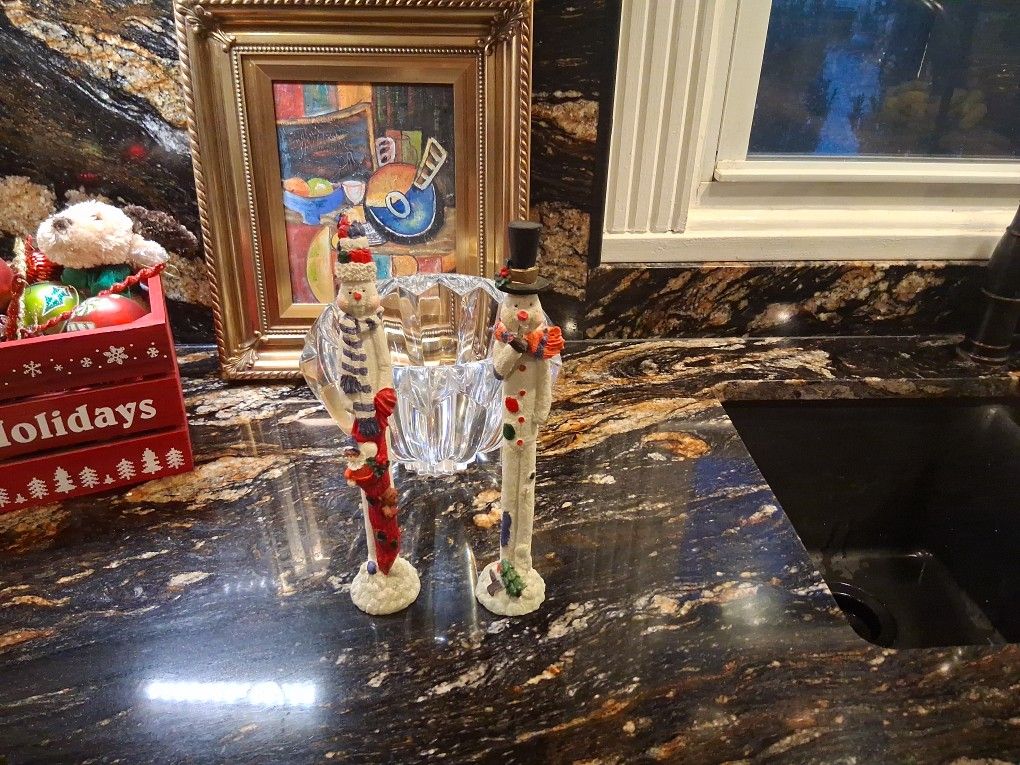 Set Of 2 Vintage Snowmen