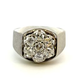 Men’s 14k WhiteGold Diamond Cluster 1.75 CTW Ring Size 12 GP312647