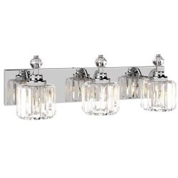 LED Modern Crystal Bathroom Vanity Lights Over Mirror, Chrome Bathroom Light Fixtures Wall Light