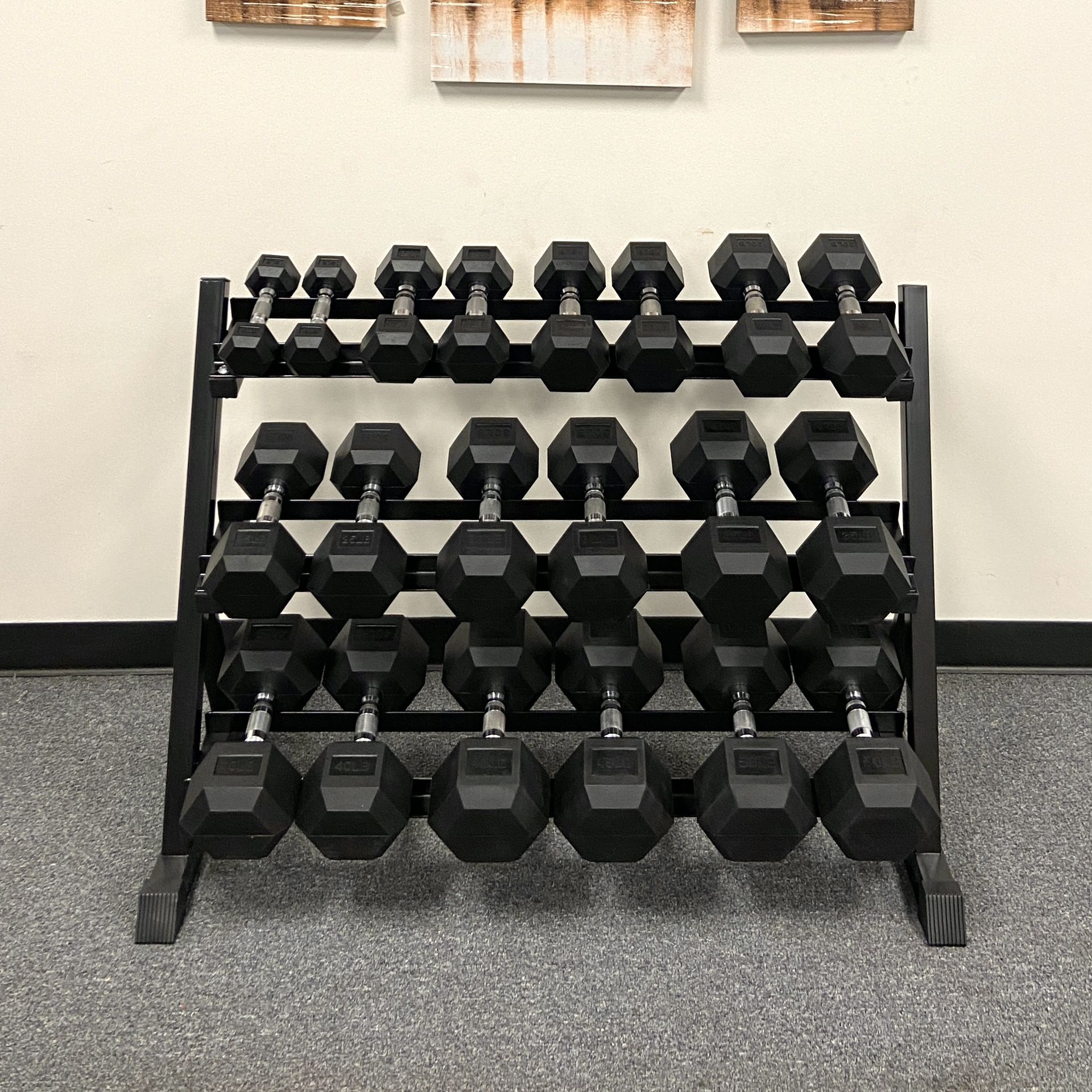 New HEX Dumbbells Set 5-50 with rack for Sale in Temecula, CA - OfferUp