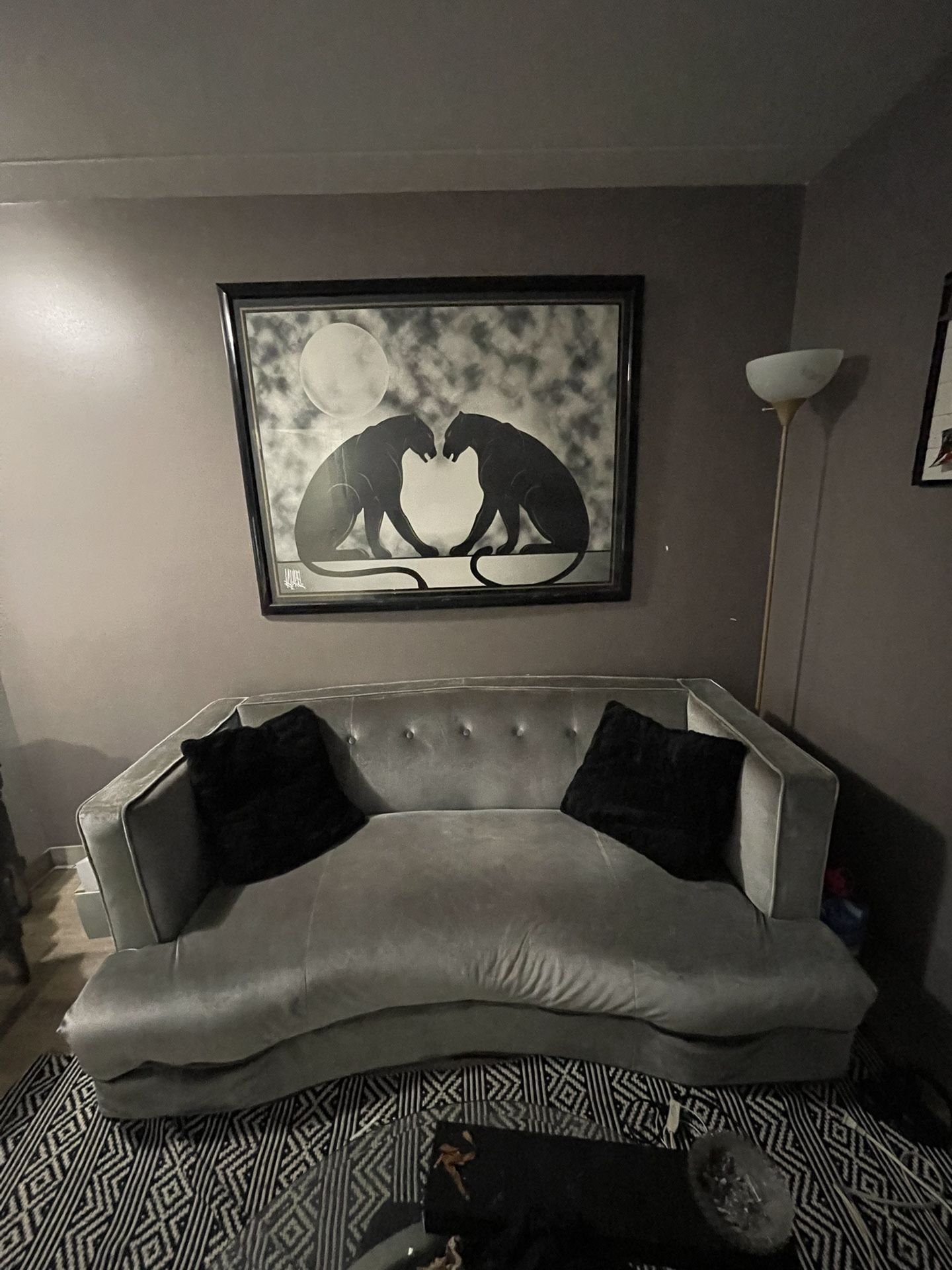 Grey Suede Couch